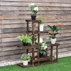 Starwood Rack Home & Garden 6-Tier Garden Wooden Plant Flower Stand Shelf for Multiple Plants Indoor or Outdoor