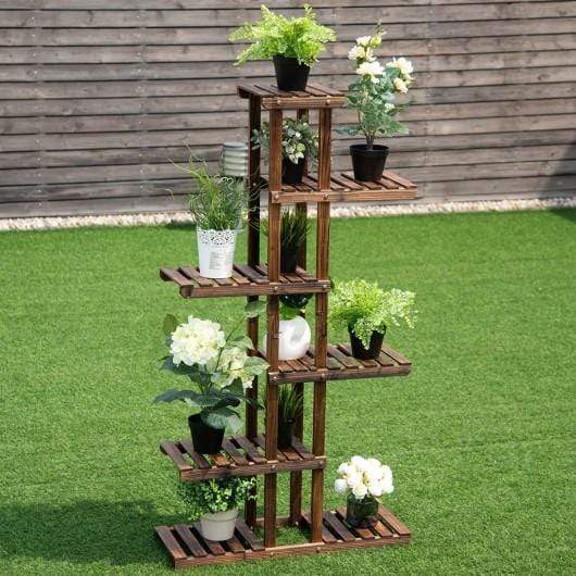 6 Tier Garden Wooden Shelf Storage Plant Rack Stand – StarWood Rack