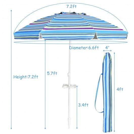 StarWood Rack Home & Garden 7.2 FT Portable Outdoor Beach Umbrella with Sand Anchor and Tilt Mechanism for  Poolside and Garden-Blue
