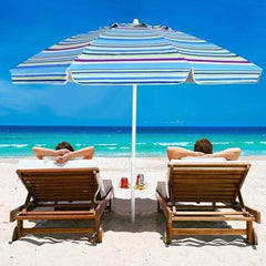 StarWood Rack Home & Garden 7.2 FT Portable Outdoor Beach Umbrella with Sand Anchor and Tilt Mechanism for  Poolside and Garden-Blue