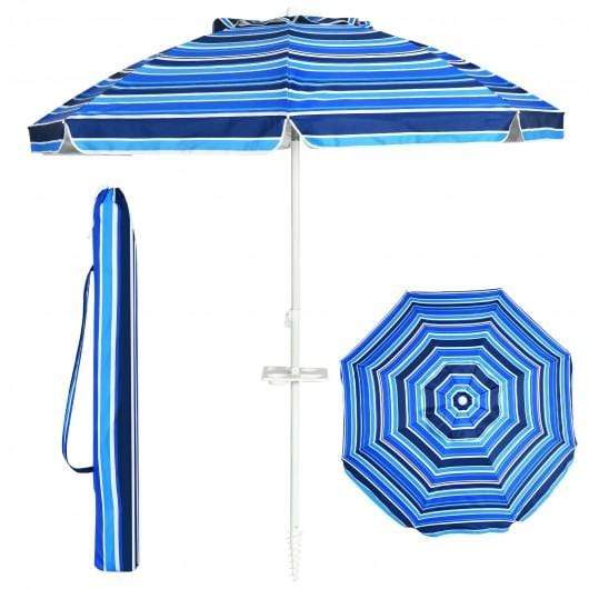 StarWood Rack Home & Garden 7.2 FT Portable Outdoor Beach Umbrella with Sand Anchor and Tilt Mechanism for  Poolside and Garden-Navy