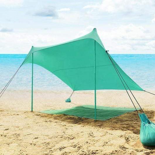 Starwood Rack Home & Garden 7' x 7' Family Beach Tent Canopy Sunshade w- 4 Poles-Green
