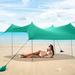 Starwood Rack Home & Garden 7' x 7' Family Beach Tent Canopy Sunshade w- 4 Poles-Green