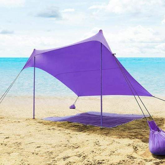 Starwood Rack Home & Garden 7' x 7' Family Beach Tent Canopy Sunshade w- 4 Poles-Purple