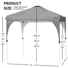 StarWood Rack Home & Garden 8' x 8' Outdoor Pop Up Tent Canopy Camping Sun Shelter with Roller Bag-Gray