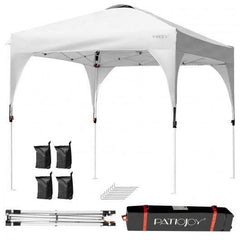 StarWood Rack Home & Garden 8' x 8' Outdoor Pop Up Tent Canopy Camping Sun Shelter with Roller Bag-White