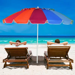 StarWood Rack Home & Garden 8FT Portable Beach Umbrella with Sand Anchor and Tilt Mechanism for Garden and Patio-Multicolor