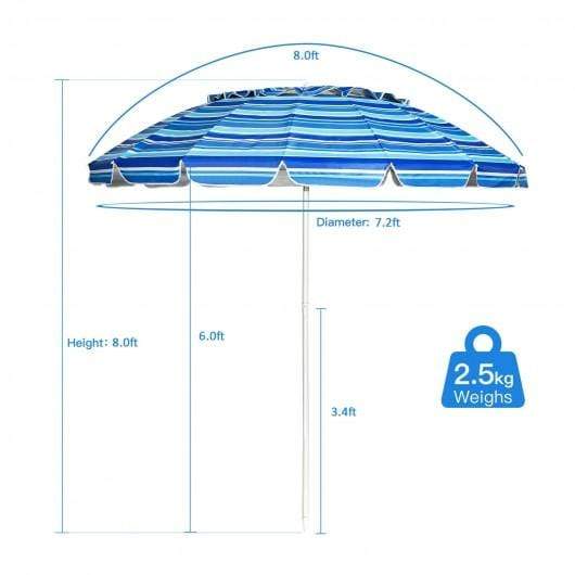 StarWood Rack Home & Garden 8FT Portable Beach Umbrella with Sand Anchor and Tilt Mechanism for Garden and Patio-Navy