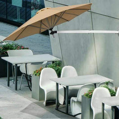 Starwood Rack Home & Garden 8ft Wall-Mounted Telescopic Folding Tilt Aluminum Sun Shade Umbrella-Beige