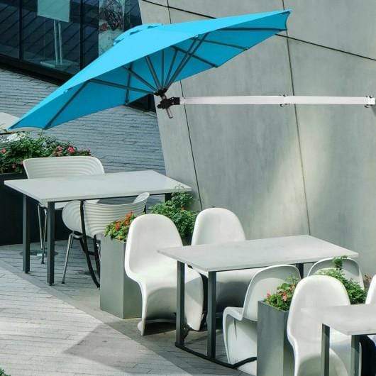 Starwood Rack Home & Garden 8ft Wall-Mounted Telescopic Folding Tilt Aluminum Sun Shade Umbrella-Blue