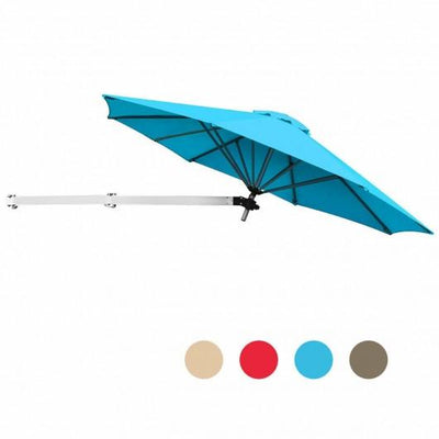 Starwood Rack Home & Garden 8ft Wall-Mounted Telescopic Folding Tilt Aluminum Sun Shade Umbrella-Blue