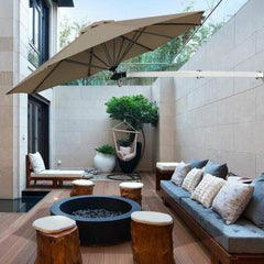 Starwood Rack Home & Garden 8ft Wall-Mounted Telescopic Folding Tilt Aluminum Sun Shade Umbrella-Tan