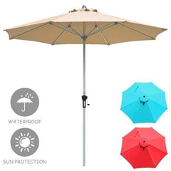 Starwood Rack Home & Garden 9' Patio Outdoor Market Umbrella with Aluminum Pole without Weight Base-Beige