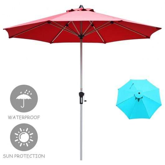 Starwood Rack Home & Garden 9' Patio Outdoor Market Umbrella with Aluminum Pole without Weight Base-Burgundy