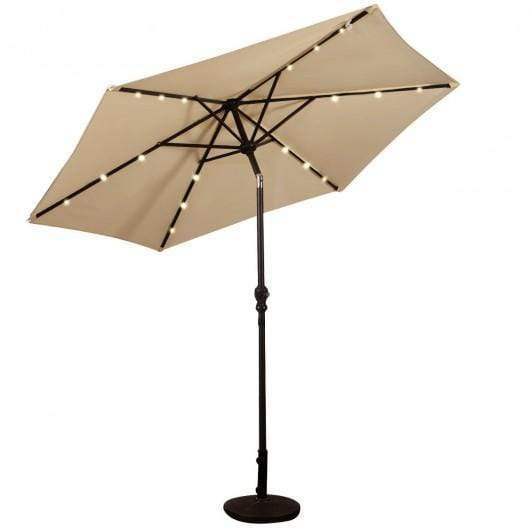 StarWood Rack Home & Garden 9FT Patio Solar Umbrella LED Patio Market Steel Tilt W- Crank Outdoor New-beige