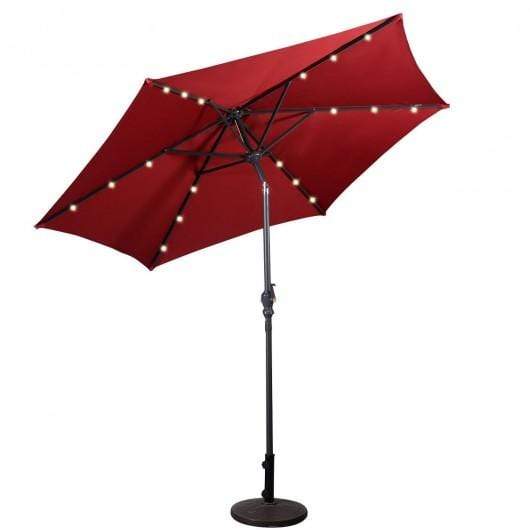 StarWood Rack Home & Garden 9FT Patio Solar Umbrella LED Patio Market Steel Tilt W- Crank Outdoor New-Burgundy