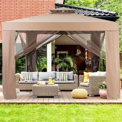 Starwood Rack Home & Garden Canopy Gazebo Tent Shelter Garden Lawn Patio with Mosquito Netting-Coffee