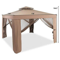 Starwood Rack Home & Garden Canopy Gazebo Tent Shelter Garden Lawn Patio with Mosquito Netting-Coffee