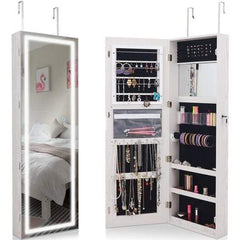StarWood Rack Home & Garden Door Wall Mount Touch Screen Mirrored Jewelry Cabinet-White