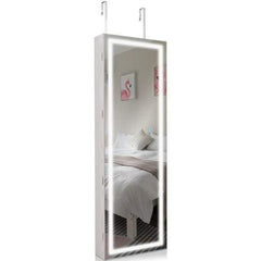 StarWood Rack Home & Garden Door Wall Mount Touch Screen Mirrored Jewelry Cabinet-White