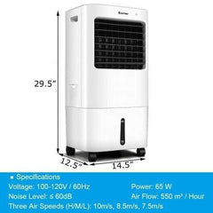 Starwood Rack Home & Garden Evaporative Portable Air Cooler Fan w- Remote Control-White
