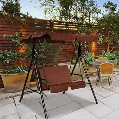 Starwood Rack Home & Garden Loveseat Cushioned Patio Steel Frame Swing Glider-Coffee