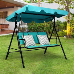 StarWood Rack Home & Garden Outdoor Patio 3 Person Porch Swing Bench Chair with Canopy-Blue