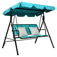 StarWood Rack Home & Garden Outdoor Patio 3 Person Porch Swing Bench Chair with Canopy-Blue