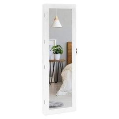 StarWood Rack Home & Garden Wall Mounted Lockable Mirror Jewelry Cabinet with LED Light