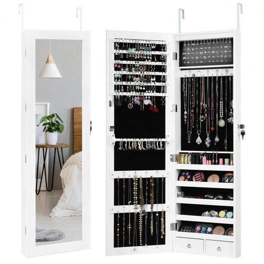 StarWood Rack Home & Garden Wall Mounted Lockable Mirror Jewelry Cabinet with LED Light