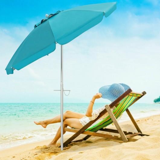 6 foot patio umbrellas sale 6.5 Feet Beach Umbrella with Sun Shade and Carry Bag without Weight Base-Blue – StarWood Rack