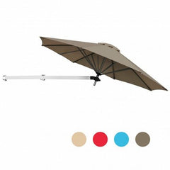 Starwood Rack Outdoor Umbrellas & Sunshades 8ft Wall-Mounted Telescopic Folding Tilt Aluminum Sun Shade Umbrella-Tan