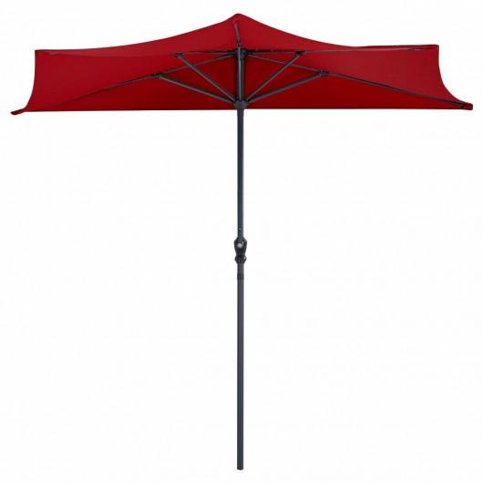 Starwood Rack Outdoor Umbrellas & Sunshades 9Ft Patio Bistro Half Round Umbrella -Wine