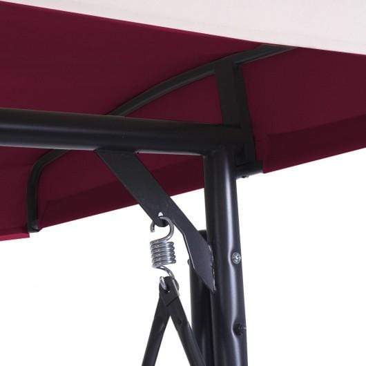 Starwood Rack Swing Chairs 3 Seats Converting Outdoor Swing Canopy Hammock with Adjustable Tilt Canopy-Wine
