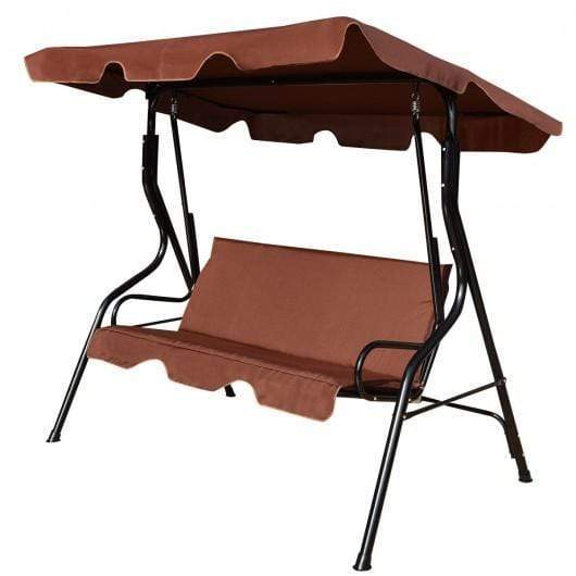 Starwood Rack Swing Chairs 3 Seats Patio Canopy Swing-coffee