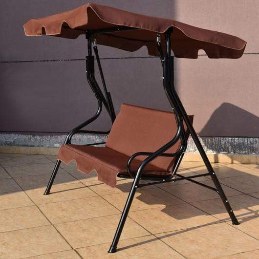 Starwood Rack Swing Chairs 3 Seats Patio Canopy Swing-coffee